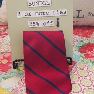 Izod silk tie red with navy strips T2